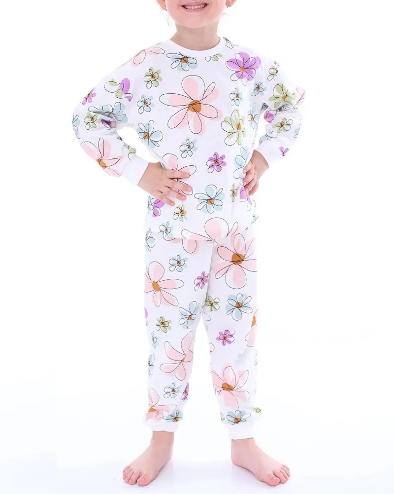 CHV2206-Bisiklet-Yaka-Çiçek-Desenli-Uzun-Kollu-Kız-Çocuk-Pijama-Takımı-Aycata-Bebek-Giyim-Kıyafet-Takımları-2